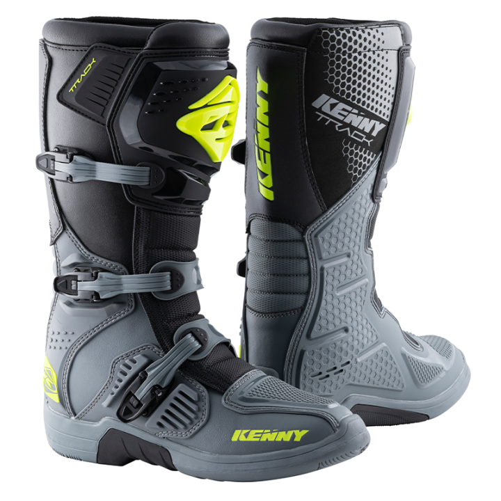 Bottes KENNY track gris/jaune fluo 2025 | Oxmoto