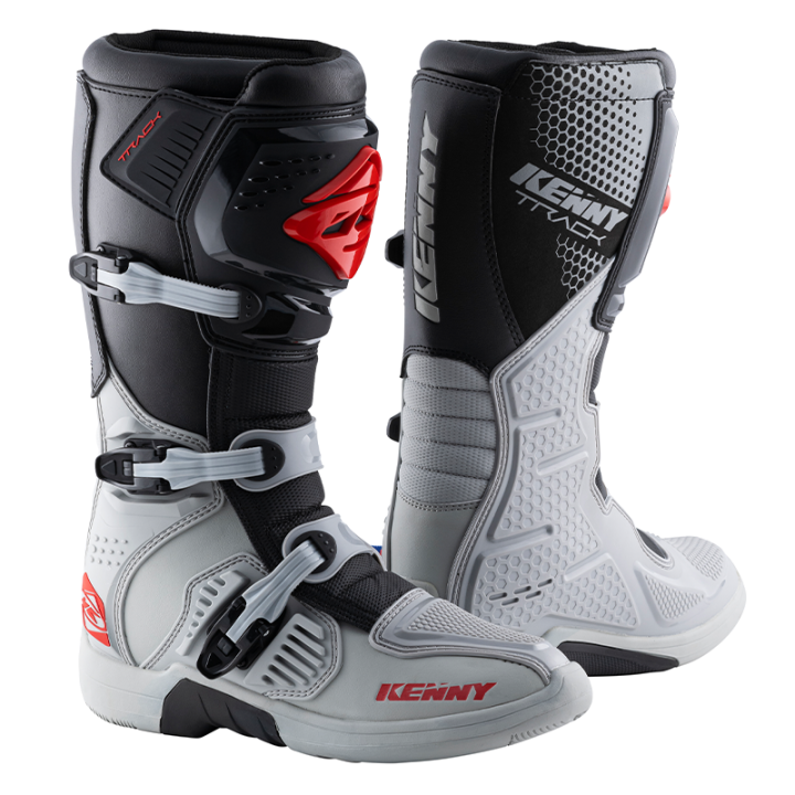 Bottes KENNY track gris/rouge 2025 | Oxmoto