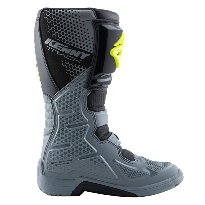 Bottes KENNY track gris/jaune fluo 2025 | Oxmoto