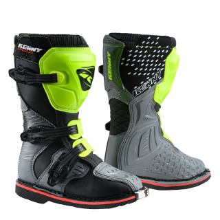 Bottes junior KENNY track gris/jaune fluo 2025 | Oxmoto