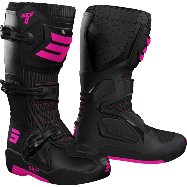 Bottes SHOT race 4 noir/rose 2026 | Oxmoto