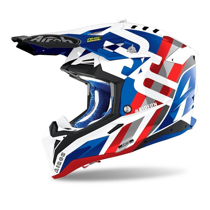 Casque Airoh aviator 3 rainbow bleu/rouge | Oxmoto