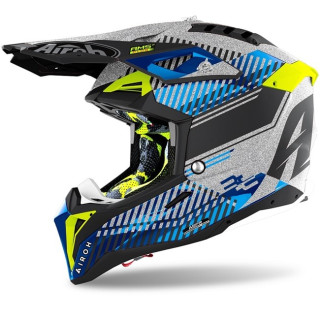 Casque Airoh aviator 3 wave gris silver chrome | Oxmoto