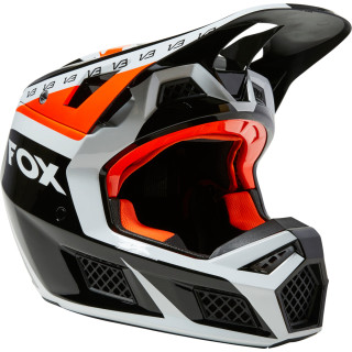 Casque FOX v3 rs dvide noir/blanc/orange | Oxmoto
