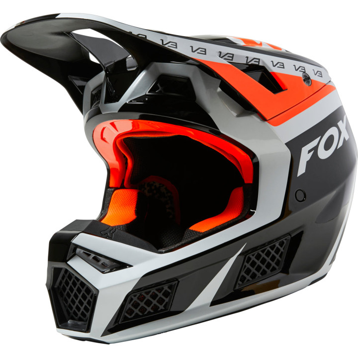 Casque FOX v3 rs dvide noir/blanc/orange | Oxmoto