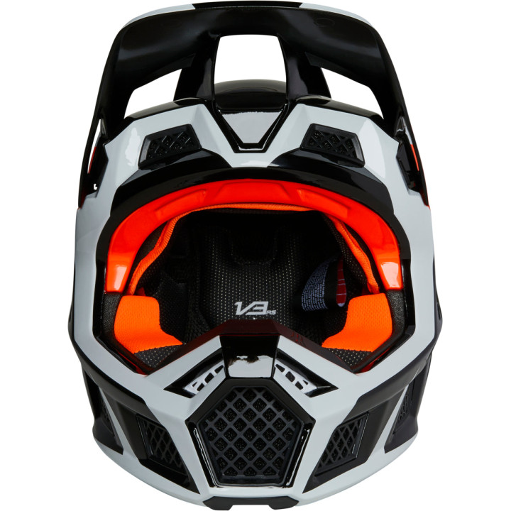 Casque FOX v3 rs dvide noir/blanc/orange | Oxmoto