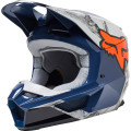 Casque FOX v1 karrera navy/gris | Oxmoto