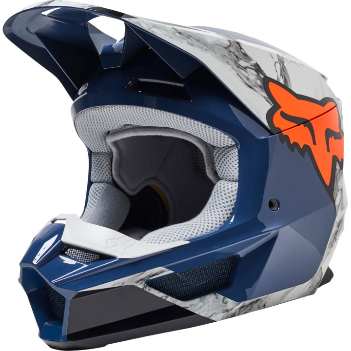 Casque FOX v1 karrera navy/gris | Oxmoto