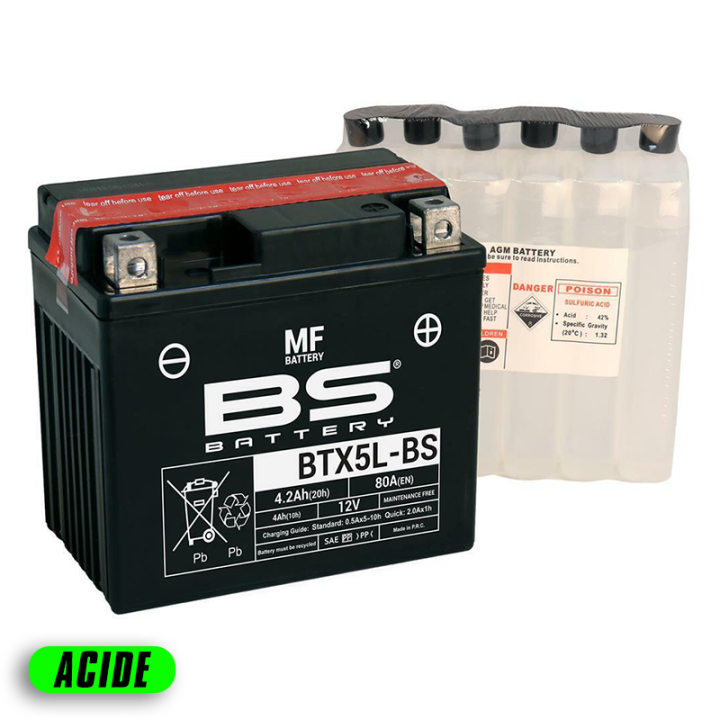 Batterie bs battery sans entretien livrée avec pack acide