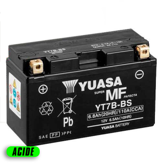 Batterie YUASA sans entretien livrée avec pack acide