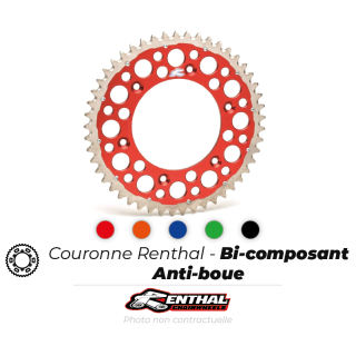 Couronne Renthal twinring alu ultra-light anti-boue anodisé dur - 520