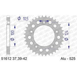 Couronne AFAM aluminium 51612 - 525 1074693002 | Oxmoto