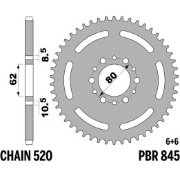 Couronne PBR acier standard - 520 845 43 F | Oxmoto