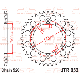 Couronne jt sprockets acier standard 853 - 520 - 52 dents