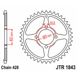 Couronne jt sprockets acier standard 1843 - 428 - 49 dents