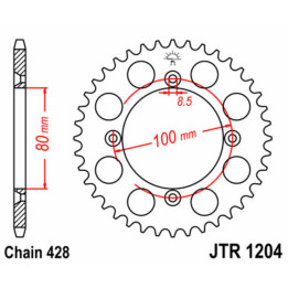 Couronne jt sprockets acier standard 1204 - 428 - 50 dents