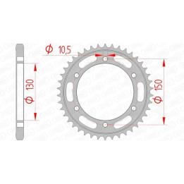Couronne AFAM acier standard 12606 - 525 1074453002 | Oxmoto