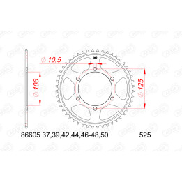 Couronne AFAM acier standard 86605 - 525 1074760007 | Oxmoto