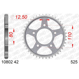 Couronne AFAM acier standard 10802 - 525 | Oxmoto