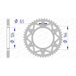 Couronne AFAM alu 15203 - 520 - 52 dents | Oxmoto