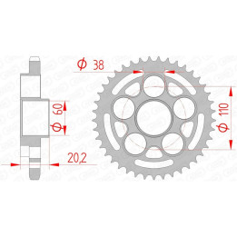 Couronne AFAM acier standard 50800 - 525 1074678002 | Oxmoto