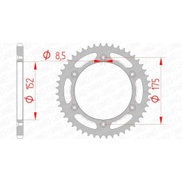 Couronne AFAM acier standard 12508 - 520 - 50 dents | Oxmoto