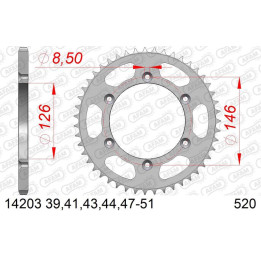 Couronne AFAM acier standard 14203 - 520 - 39 dents | Oxmoto