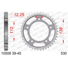 Couronne AFAM acier standard 10508 - 530 1074363002 | Oxmoto