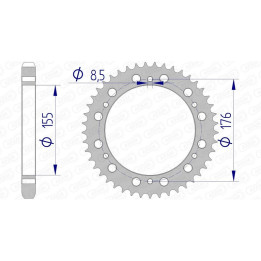 Couronne AFAM aluminium 87601 - 530 1074762003 | Oxmoto