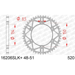 Couronne AFAM acier anti-boue 16206 - 520 - 48 dents