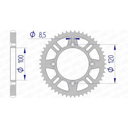 Couronne AFAM alu 15104 - 428 - 52 dents | Oxmoto