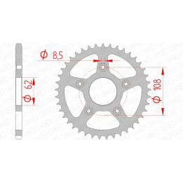 Couronne AFAM acier standard 44203 - 520 1074649004 | Oxmoto