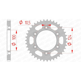 Couronne AFAM acier standard 50609 - 525 1074672003 | Oxmoto
