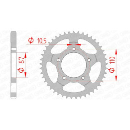Couronne AFAM acier standard 14404 - 525 1074514002 | Oxmoto