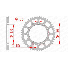 Couronne AFAM acier standard 12323 - 520 - 44 dents | Oxmoto
