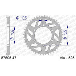 Couronne AFAM aluminium 87605 - 525 | Oxmoto