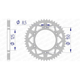 Couronne AFAM alu 72304 - 520 - 48 dents | Oxmoto