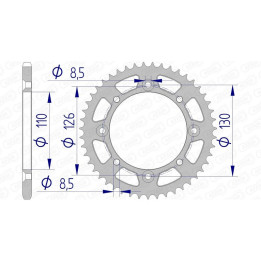Couronne AFAM alu 17107420 - 46 dents | Oxmoto