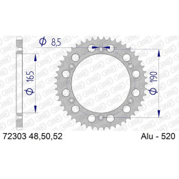Couronne AFAM alu 72303 - 520 - 52 dents | Oxmoto