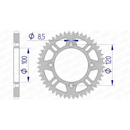 Couronne AFAM alu ultra-light anti-boue 15104 - 428 - 50 dents