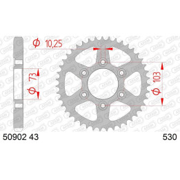 Couronne AFAM acier standard 50902 - 530 | Oxmoto