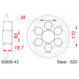 Couronne AFAM acier standard 50806 - 520 1074682001 | Oxmoto