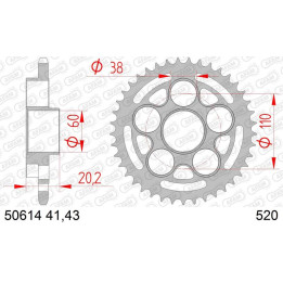 Couronne AFAM acier standard 50614 - 520 1074676002 | Oxmoto