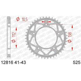 Couronne AFAM acier standard 12816 - 525 1074462004 | Oxmoto