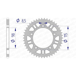 Couronne AFAM alu 72101 - 420 - 50 dents | Oxmoto