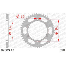 Couronne AFAM acier standard 92503 - 520 | Oxmoto