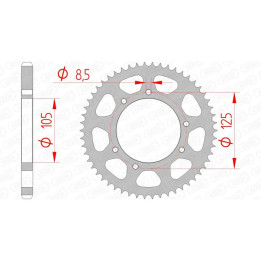 Couronne AFAM acier standard 47200 - 428 - 54 dents | Oxmoto