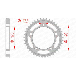 Couronne AFAM acier standard 14911 - 530 | Oxmoto