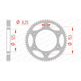 Couronne AFAM acier standard 10228 - 428 - 58 dents | Oxmoto
