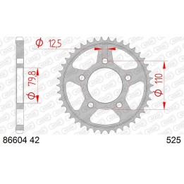 Couronne AFAM acier standard 86604 - 525 | Oxmoto